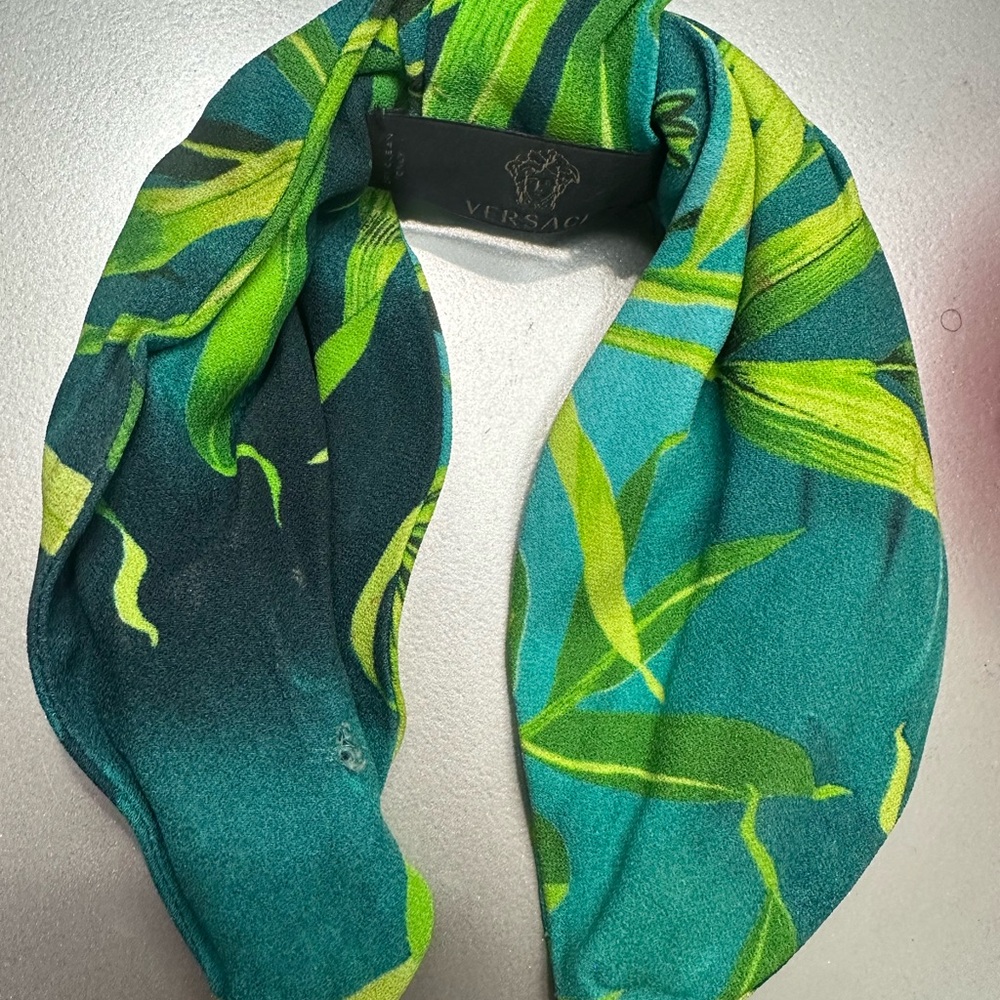 Versace Vibrant Green and Blue Hair Scarf